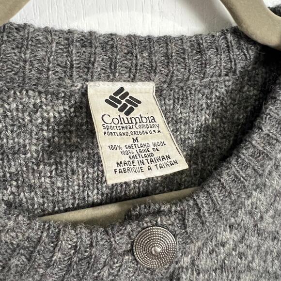 Columbia Shetland Wool Cardigan Sweater Patterned Gray Women's Size Medium - Picture 4 of 7